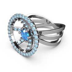 Mayra Çember Yüzük - Akuamarin 925 ayar gümüş yüzük #2t7gj4