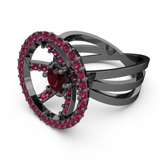 Rodolit garnet 925 ayar siyah rodyum kaplama gümüş yüzük