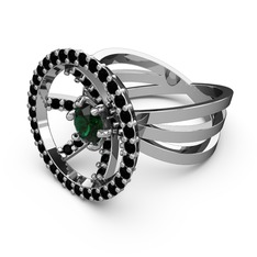 Mayra Çember Yüzük - Siyah zirkon ve yeşil kuvars 925 ayar gümüş yüzük #6k82eh