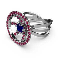 Rodolit garnet ve lab safir 925 ayar gümüş yüzük