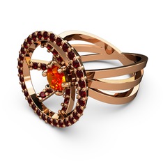 Mayra Çember Yüzük - Garnet ve sitrin 925 ayar rose altın kaplama gümüş yüzük #91aw16