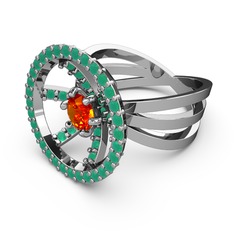 Mayra Çember Yüzük - Kök zümrüt ve sitrin 18 ayar beyaz altın yüzük #azzzlq