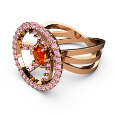 Mayra Çember Yüzük - Pembe kuvars ve sitrin 18 ayar rose altın yüzük #bpzuqp