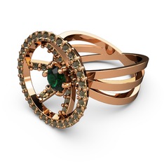 Mayra Çember Yüzük - Dumanlı kuvars ve yeşil kuvars 14 ayar rose altın yüzük #c45zdb