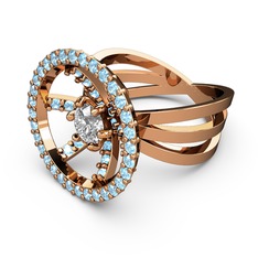 Mayra Çember Yüzük - Akuamarin ve swarovski 18 ayar rose altın yüzük #d5a0n1