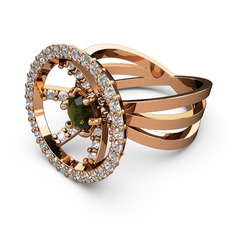 Mayra Çember Yüzük - Swarovski ve peridot 925 ayar rose altın kaplama gümüş yüzük #dabaj7