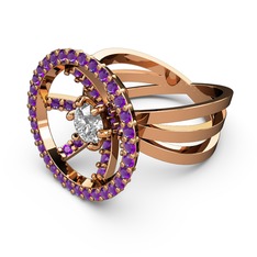 Ametist ve swarovski 18 ayar rose altın yüzük