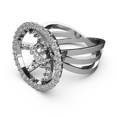 Pırlanta ve swarovski 18 ayar beyaz altın yüzük (0.5 karat)