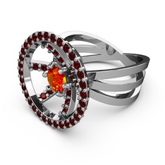 Mayra Çember Yüzük - Garnet ve sitrin 18 ayar beyaz altın yüzük #fyqtbf