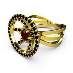 Mayra Çember Yüzük - Siyah zirkon ve garnet 925 ayar altın kaplama gümüş yüzük #gbtify
