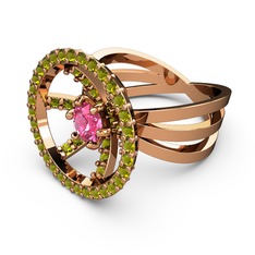 Mayra Çember Yüzük - Peridot ve pembe kuvars 925 ayar rose altın kaplama gümüş yüzük #hcimvv