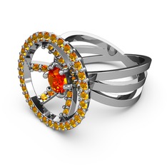 Sitrin 8 ayar beyaz altın yüzük