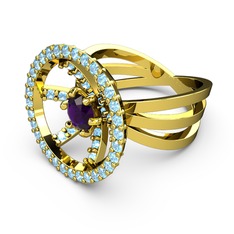 Mayra Çember Yüzük - Akuamarin ve ametist 925 ayar altın kaplama gümüş yüzük #ih0cnb