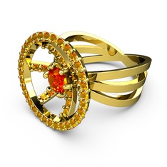 Mayra Çember Yüzük - Sitrin 925 ayar altın kaplama gümüş yüzük #jwr034