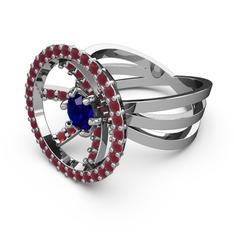 Mayra Çember Yüzük - Kök yakut ve lab safir 8 ayar beyaz altın yüzük #k9m5r2