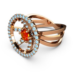Mayra Çember Yüzük - Akuamarin ve sitrin 8 ayar rose altın yüzük #kdl242