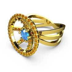 Mayra Çember Yüzük - Sitrin ve akuamarin 8 ayar altın yüzük #m77vvh
