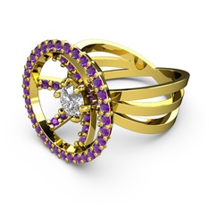 Mayra Çember Yüzük - Ametist ve swarovski 14 ayar altın yüzük #ohh4km