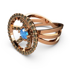 Mayra Çember Yüzük - Dumanlı kuvars ve akuamarin 925 ayar rose altın kaplama gümüş yüzük #opnjja