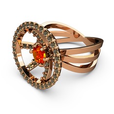 Mayra Çember Yüzük - Dumanlı kuvars ve sitrin 8 ayar rose altın yüzük #oqj8ce