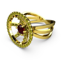 Mayra Çember Yüzük - Peridot ve garnet 8 ayar altın yüzük #p4v6fn
