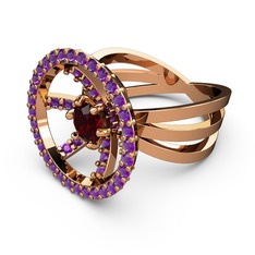 Mayra Çember Yüzük - Ametist ve garnet 925 ayar rose altın kaplama gümüş yüzük #se7tk