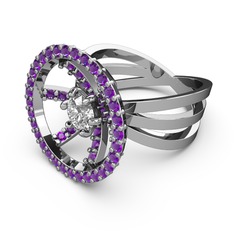 Mayra Çember Yüzük - Ametist ve swarovski 925 ayar gümüş yüzük #uy1lpb