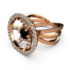 Mayra Çember Yüzük - Swarovski ve siyah zirkon 8 ayar rose altın yüzük #uyvta6