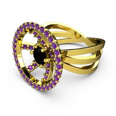 Mayra Çember Yüzük - Ametist ve siyah zirkon 8 ayar altın yüzük #vl31he