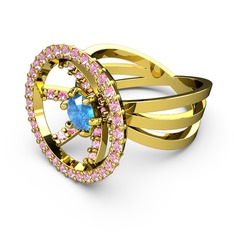Mayra Çember Yüzük - Pembe kuvars ve akuamarin 14 ayar altın yüzük #wlchx