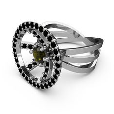 Mayra Çember Yüzük - Siyah zirkon ve peridot 925 ayar gümüş yüzük #xdvu7s