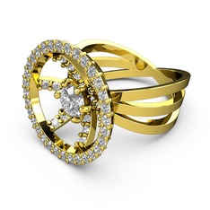 Mayra Çember Yüzük - Swarovski ve beyaz zirkon 14 ayar altın yüzük #xnsrj8