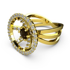 Mayra Çember Yüzük - Beyaz zirkon ve dumanlı kuvars 18 ayar altın yüzük #z0u95p