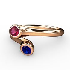 Poyraz Yüzük - Rodolit garnet ve lab safir 8 ayar rose altın yüzük #1055862