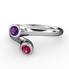 Ametist ve rodolit garnet 925 ayar gümüş yüzük