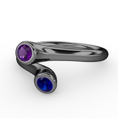 Poyraz Yüzük - Ametist ve lab safir 925 ayar siyah rodyum kaplama gümüş yüzük #10zrffj