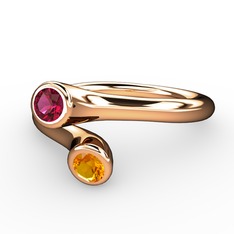 Poyraz Yüzük - Rodolit garnet ve sitrin 925 ayar rose altın kaplama gümüş yüzük #1183abg