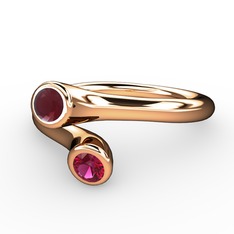 Kök yakut ve rodolit garnet 925 ayar rose altın kaplama gümüş yüzük