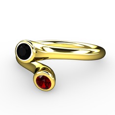 Siyah zirkon ve garnet 925 ayar altın kaplama gümüş yüzük