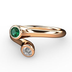 Yeşil kuvars ve swarovski 14 ayar rose altın yüzük