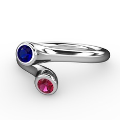 Lab safir ve rodolit garnet 18 ayar beyaz altın yüzük