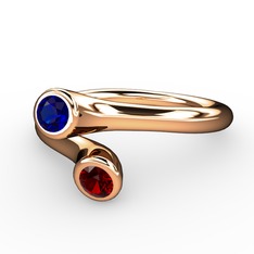 Lab safir ve garnet 925 ayar rose altın kaplama gümüş yüzük