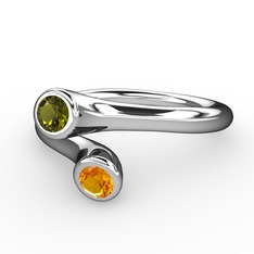 Poyraz Yüzük - Peridot ve sitrin 925 ayar gümüş yüzük #1a6sjg8