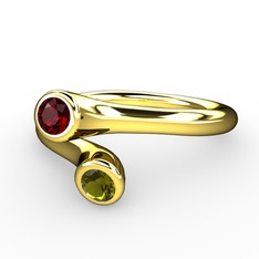 Poyraz Yüzük - Garnet ve peridot 8 ayar altın yüzük #1d2m60i