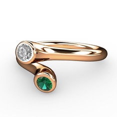 Poyraz Yüzük - Swarovski ve yeşil kuvars 8 ayar rose altın yüzük #1dadc8n