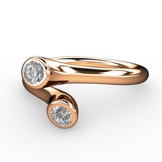 Beyaz zirkon ve swarovski 925 ayar rose altın kaplama gümüş yüzük