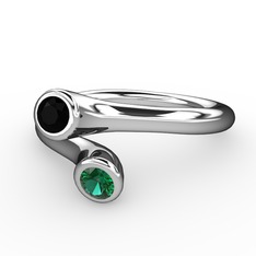 Poyraz Yüzük - Siyah zirkon ve yeşil kuvars 925 ayar gümüş yüzük #1frzgv1