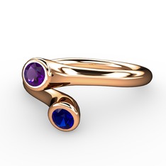 Poyraz Yüzük - Ametist ve lab safir 18 ayar rose altın yüzük #1ggp3ta