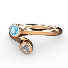 Poyraz Yüzük - Akuamarin ve swarovski 14 ayar rose altın yüzük #1h37sky