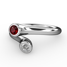 Poyraz Yüzük - Garnet ve swarovski 8 ayar beyaz altın yüzük #1imfeor